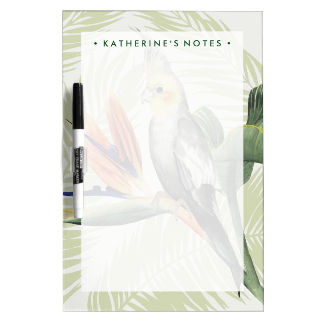 Add Your Name | Palm Leaves With Black Bird Dry-Erase Board (Front)