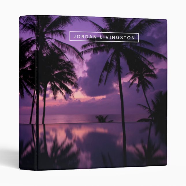 Add Your Name | Palm Tree Reflection 3 Ring Binder (Front/Spine)