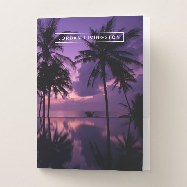 Add Your Name | Palm Tree Reflection Pocket Folder (Front)