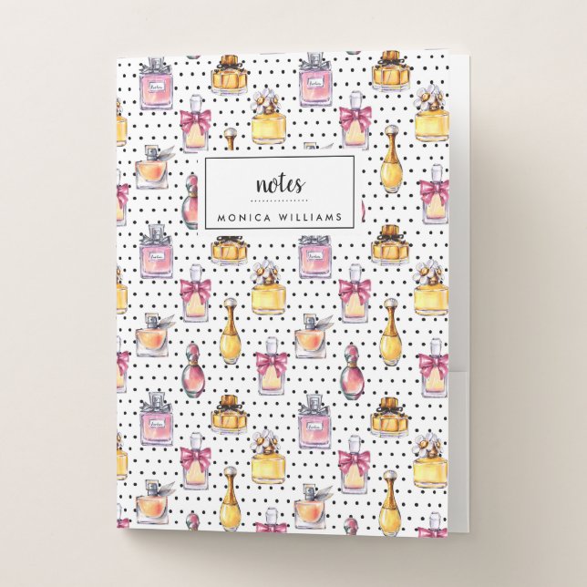 Add Your Name | Parfum Bottle Pattern Pocket Folder (Front)