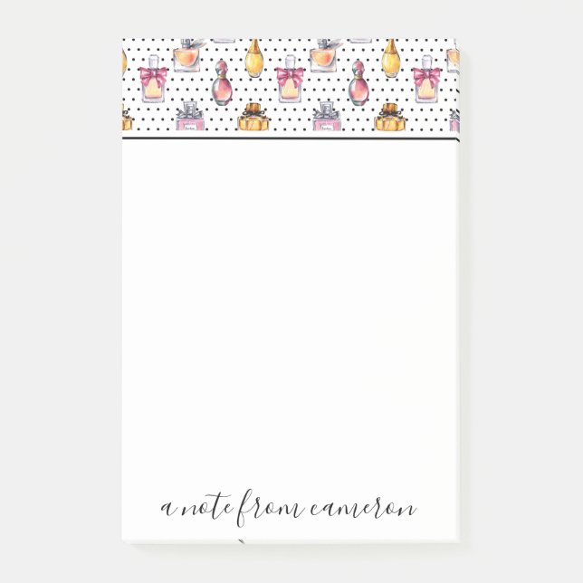Add Your Name | Parfum Bottle Pattern Post-it Notes (Front)