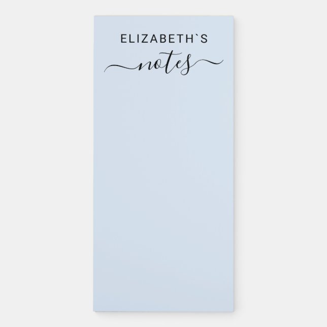 Add Your Name Pastel Blue Magnetic Notepad (Front)