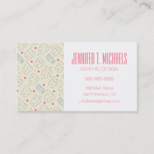 Add Your Name Pastel Happy Teeth Pattern Business Card
