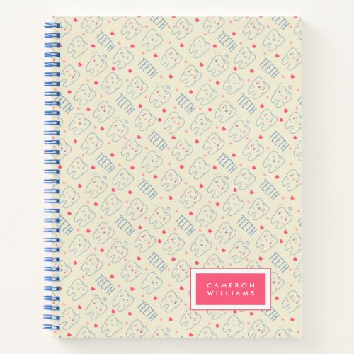 Add Your Name  Pastel Happy Teeth Pattern Notebook