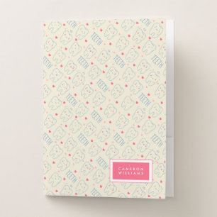 Add Your Name Pastel Happy Teeth Pattern Pocket Folder