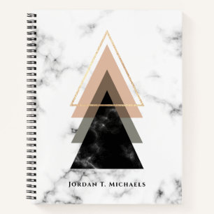 Add Your Name   Pastel Marble Print Design Notebook