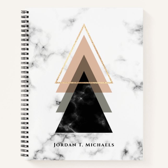 Add Your Name | Pastel Marble Print Design Notebook (Front)