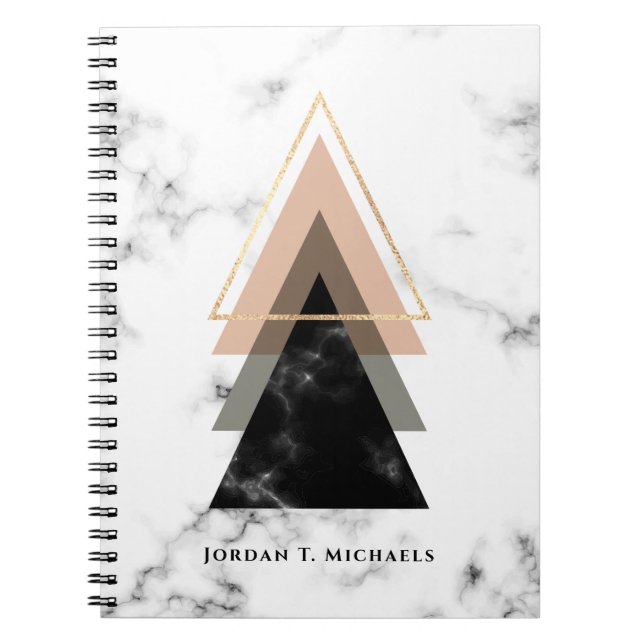 Add Your Name | Pastel Marble Print Design Notebook (Front)