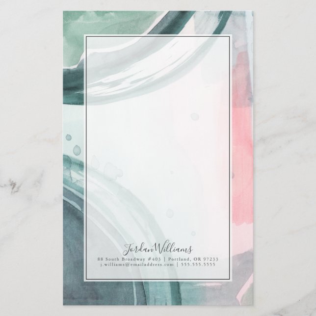 Add Your Name | Pastel Scribe - Watercolor Stationery (Front)