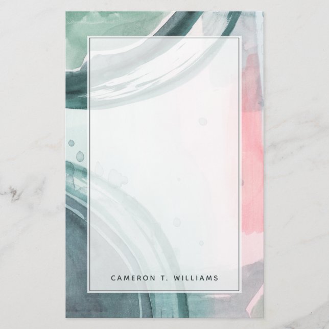 Add Your Name | Pastel Scribe - Watercolor Stationery (Front)