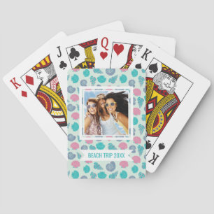 Add Your Name Pastel Seashell Pattern Poker Cards