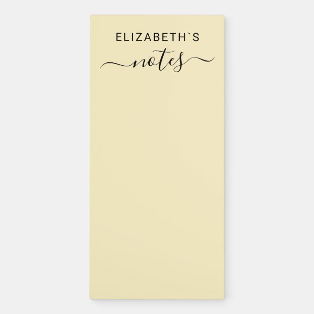 Add Your Name Pastel Yellow Magnetic Notepad (Front)
