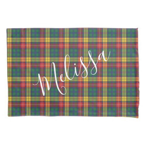 Add Your Name Pattern Clan Buchanan Plaid Pillow Case