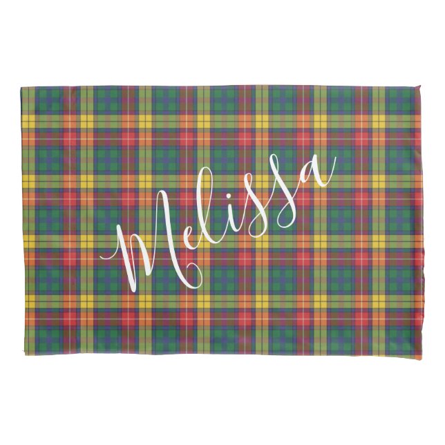 Add Your Name Pattern Clan Buchanan Plaid Pillow Case (Front)