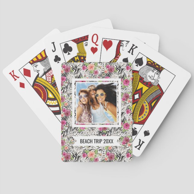 Add Your Name | Pattern With Animal Prints Poker Cards (Back)