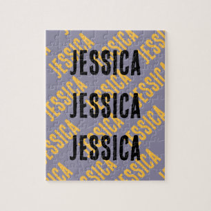 Add Your Name Personalized Text Purple Jigsaw Puzzle