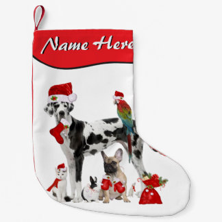 Add Your Name Pet Shop Veterinarian Santa Pets Small Christmas Stocking