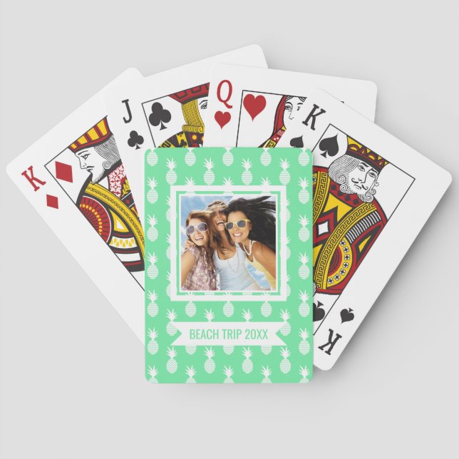 Add Your Name | Pineapple Mint Pattern Poker Cards (Back)