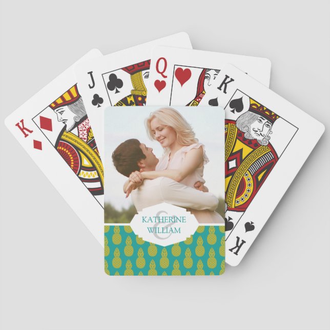 Add Your Name | Pineapple Tropical Fruit Poker Cards (Back)