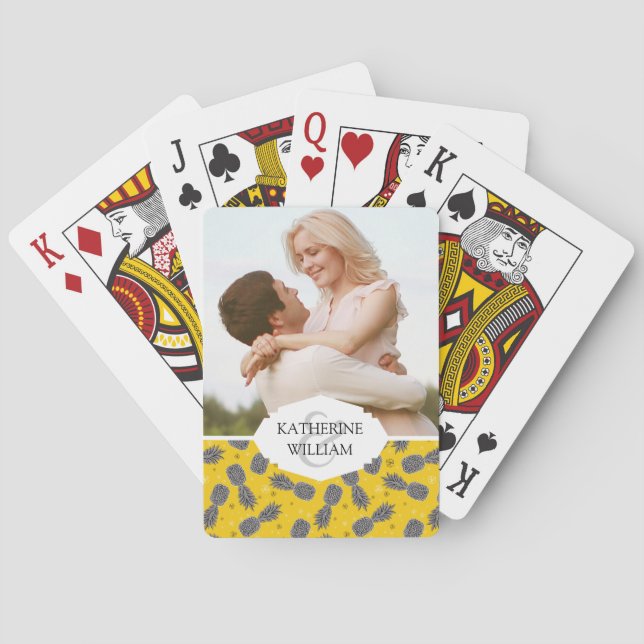 Add Your Name | Pineapples On Gold Poker Cards (Back)