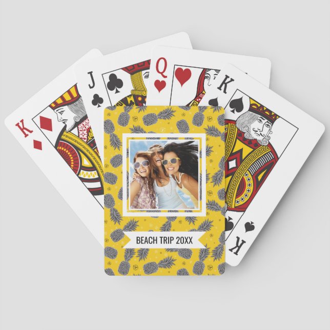 Add Your Name | Pineapples On Gold Poker Cards (Back)