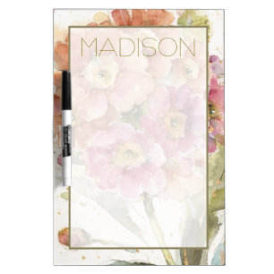 Add Your Name Pink and Orange Primrose Dry-Erase Board