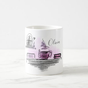 Add Your Name   Pink and Purple Coffee Side Mug