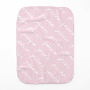 Add-Your-Name Pink Cursive Name Baby Burp Cloth