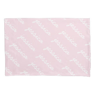 Add-Your-Name Pink Cursive Name  Pillow Case