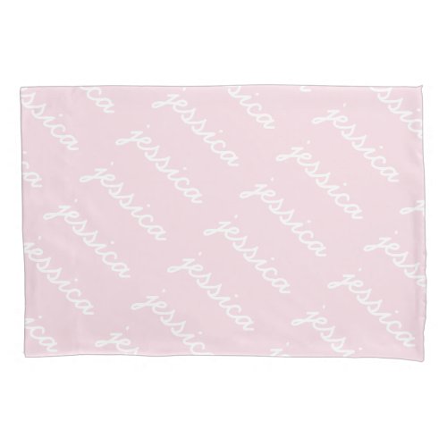 Add_Your_Name Pink Cursive Name  Pillow Case