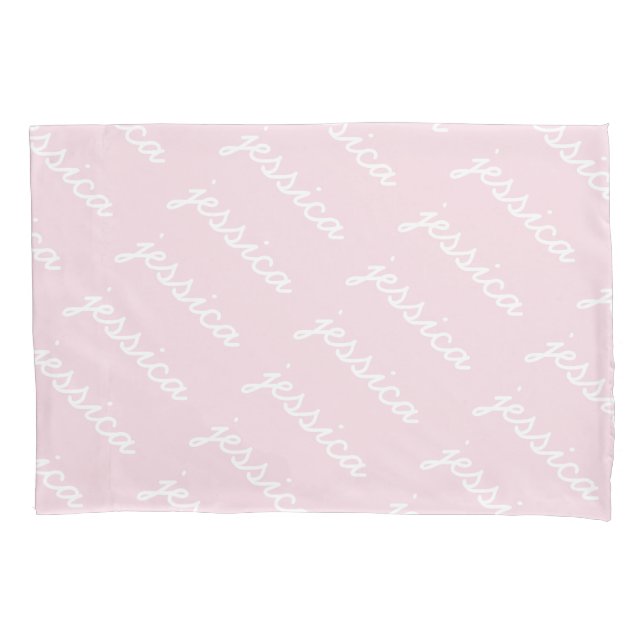 Add-Your-Name Pink Cursive Name  Pillow Case (Front)