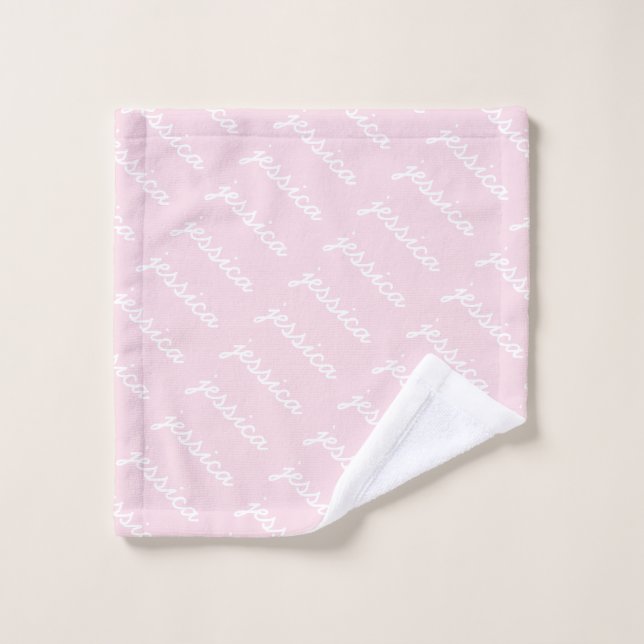 Add-Your-Name Pink  Cursive Name  Wash Cloth (Wash Cloth)