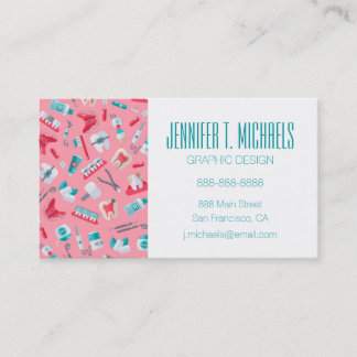 Add Your Name | Pink Dental Pattern Business Card