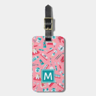 Add Your Name Pink Dental Pattern Luggage Tag