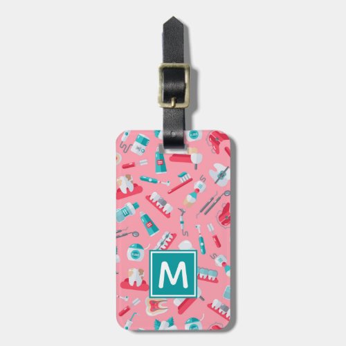 Add Your Name  Pink Dental Pattern Luggage Tag