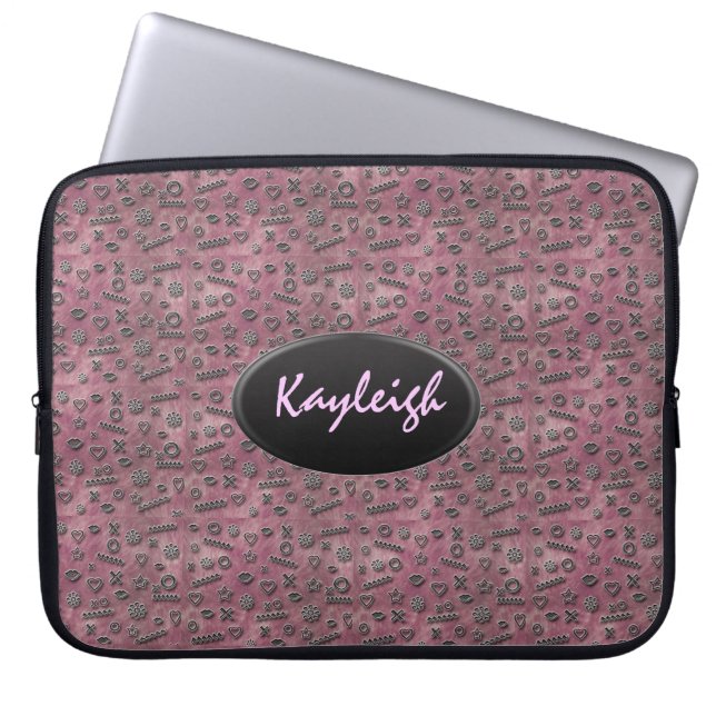 Add Your Name Pink Designer Laptop Sleeve (Front)