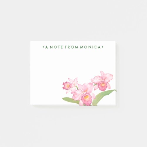Add Your Name  Pink Exotic Watercolor Flowers Post_it Notes