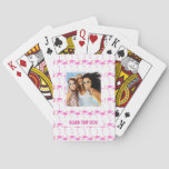 Add Your Name | Pink Flamingo Pattern Poker Cards