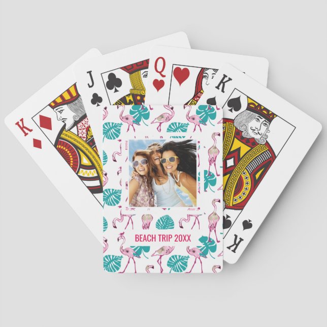 Add Your Name | Pink Flamingos Poker Cards (Back)