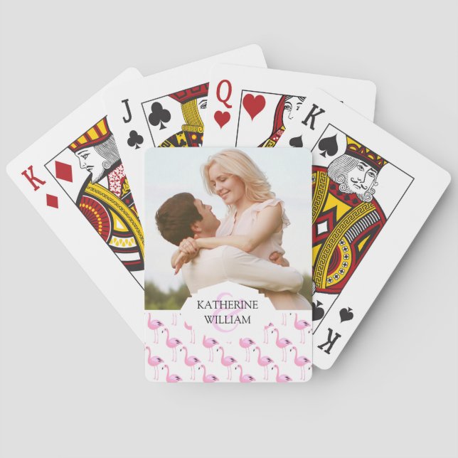 Add Your Name | Pink Flamingos Poker Cards (Back)