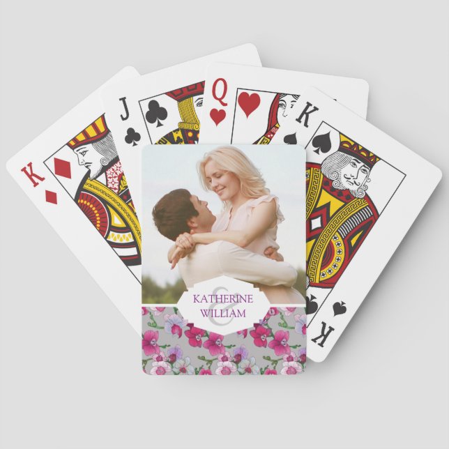 Add Your Name | Pink Orchids In Bloom Poker Cards (Back)