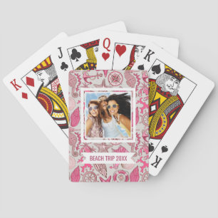 Add Your Name   Pink Sea Pattern Poker Cards