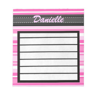 Add Your Name Pink Stripes Notepad
