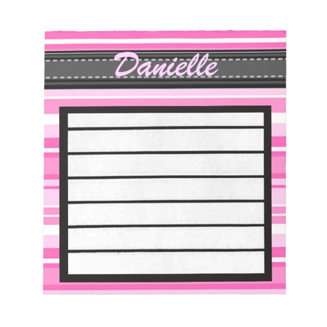 Add Your Name Pink Stripes Notepad (Front)