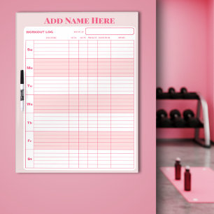 Add Your Name Pink Weekly Workout Dry Erase Board