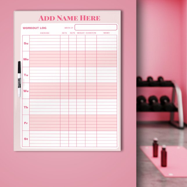 Add Your Name Pink Weekly Workout Dry Erase Board (Creator Uploaded)