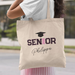 Add Your Name Pink Year Senior Graduate Tote Bag