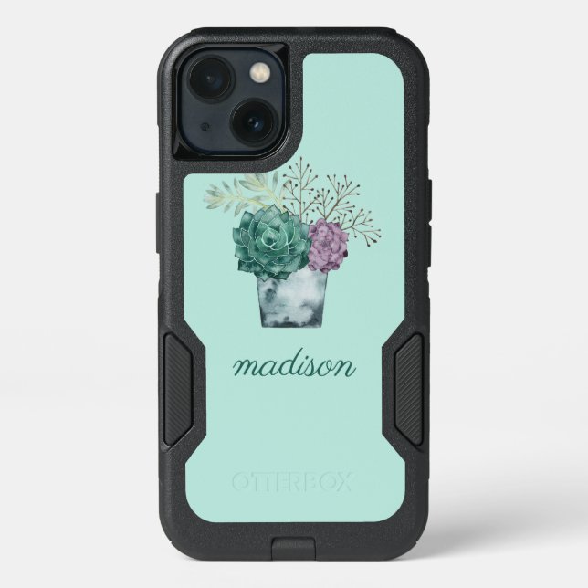 Add Your Name | Plant Happiness Collection | Succu Otterbox iPhone Case (Back)
