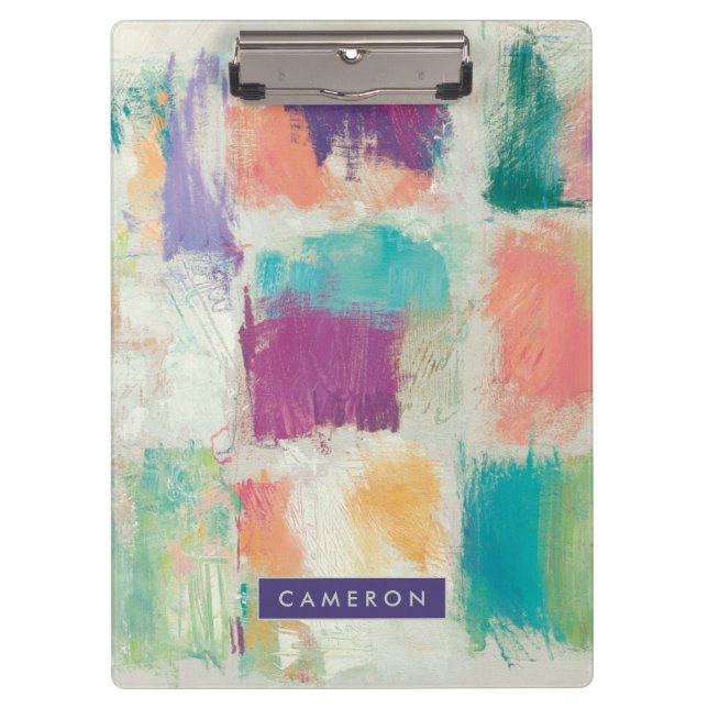 Add Your Name | Popsicles II Stone Abstract Print Clipboard (Front)