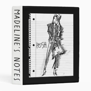 Add Your Name Posh - Edgy Vintage Sketch Mini Binder